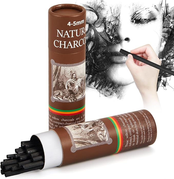 Gueevin 25 Pcs Willow Charcoal Sticks, Willow Charcoal, and Fine Art Christmas by Gueevin