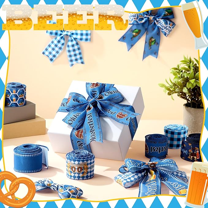12 Rolls Oktoberfest Wired Edge Ribbon - Image 3