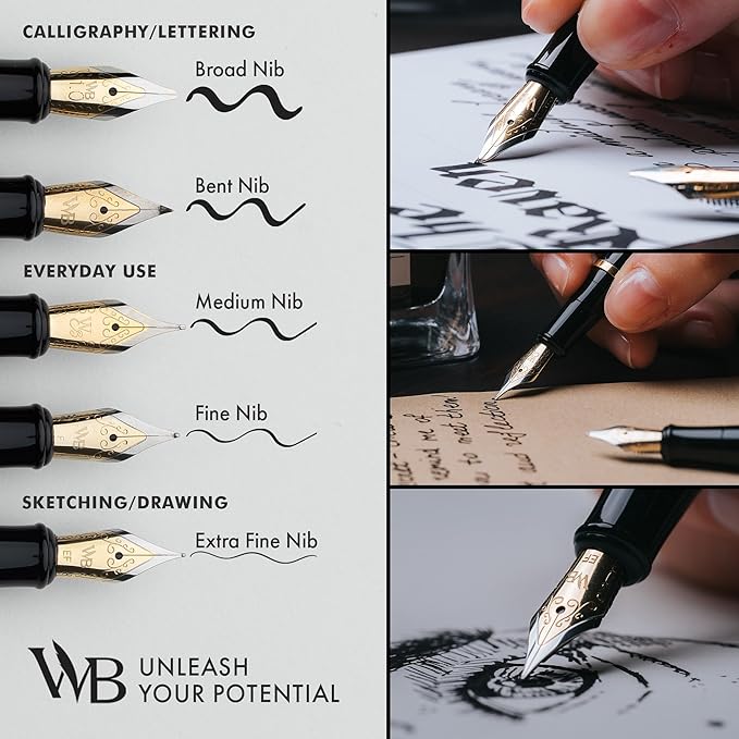 Wordsworth & Black Fountain Pen Set, Medium Nib, Includes 24 Ink Cartridges and - Image 5