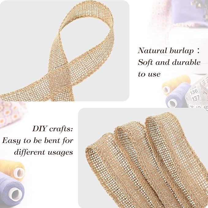 Chuangdi 40 Yard 1 Inches Burlap Ribbon Wide Jute Ribbon Natural Burlap Fabric - Image 4