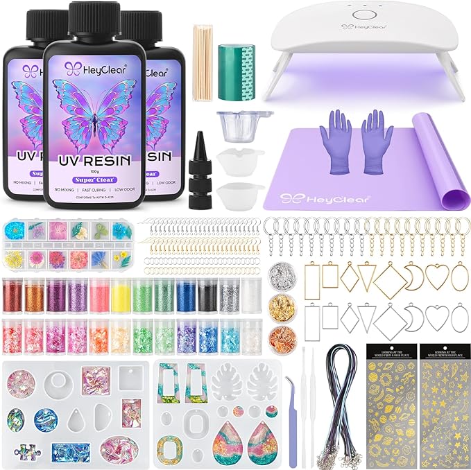 HeyClear UV Resin Kit with Molds and UV Light by HeyClearResin