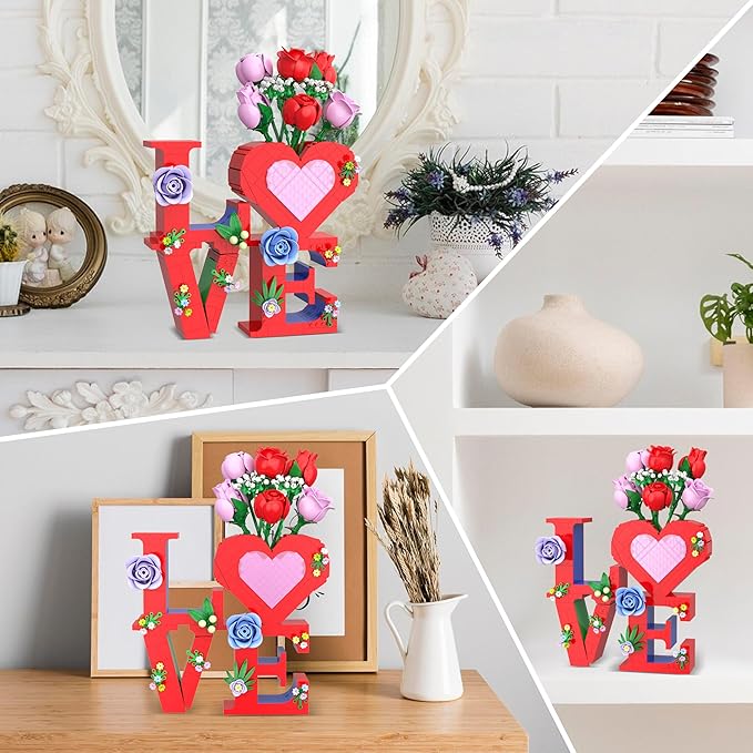 Romantic Love Heart Vase Building Set - Image 3
