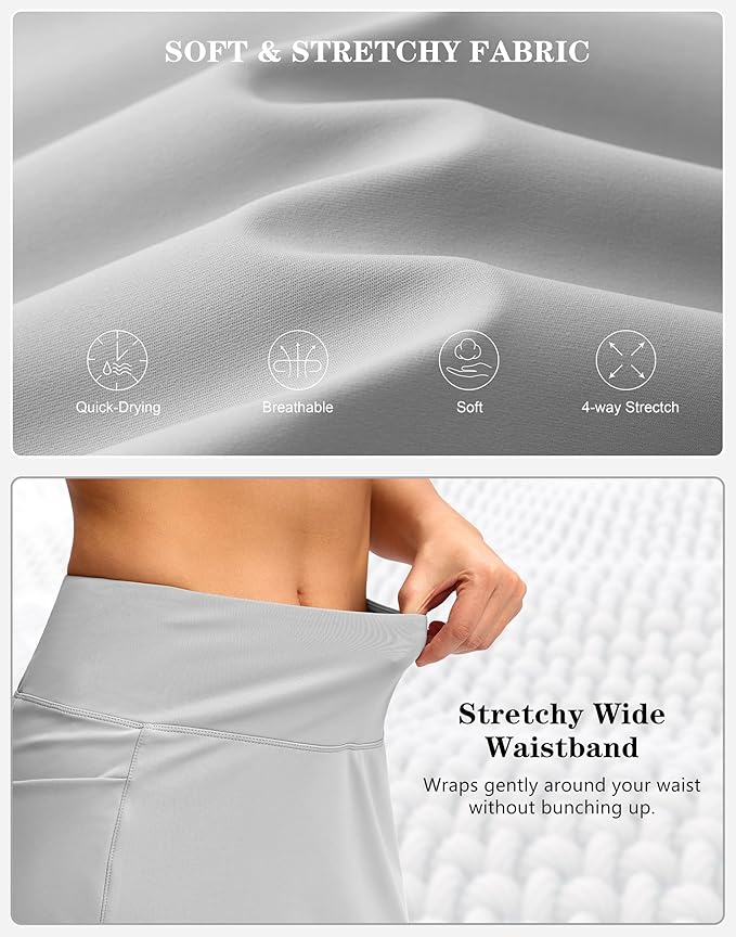 Women's Golf Skirts Skort 4 Side Pockets High Waisted Stretchy Tennis Skirt with Short Athletic Casual
