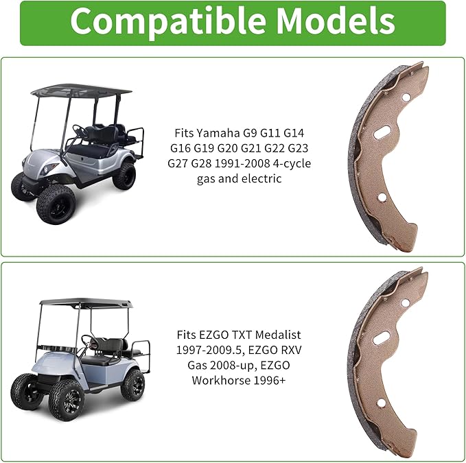 10L0L Golf Cart Brake Shoes,Brake Pads and Bendex Drum Spring Kit for Yamaha 1993-Up G14, G16, G19-G22 and 1996-Up TXT/EZGO/ST350/Workhorse/Medalist 1997 UP OEM 27943G01 27945G01 70794G01 70795G01