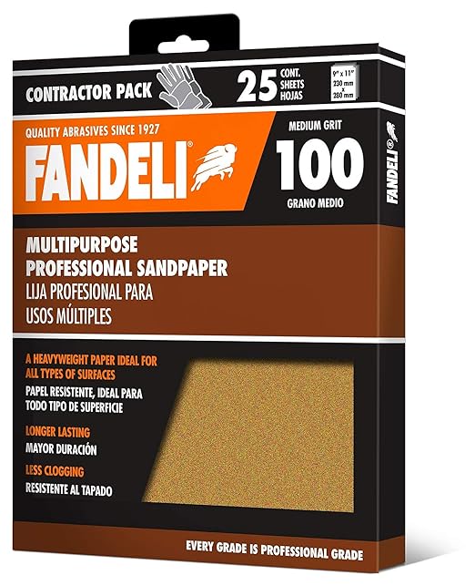 Fandeli | Multi-Purpose Sandpaper | 100 Grit | 25 Sheets of 9'' x 11'' | Ideal - Image 2