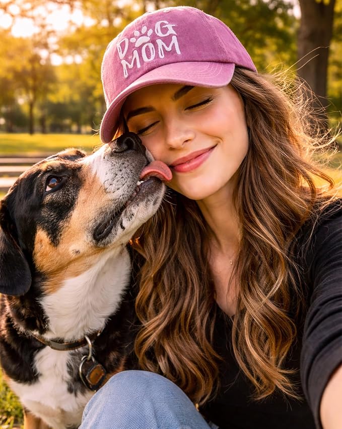 Waldeal Women's Embroidered Dog Mom Hat Adjustable Denim Baseball Cap
