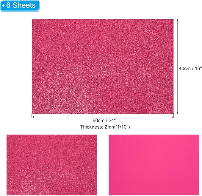 PATIKIL 2mm Thick Non Adhesive Glitter Foam Sheet 16x24inch Wine Red, EVA Shiny - Image 2