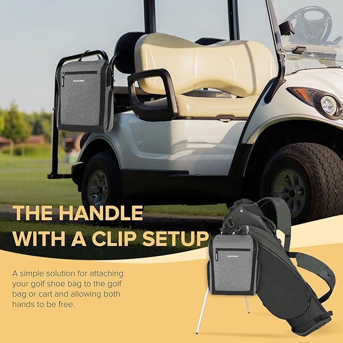Golf Shoe Bag Men Women, Padded Golf Shoe Carry Bags with Clasped Strap Handle & Side Ventilation, 3 Pockets for Golf Tees, Balls & Accessories, Perfect for Sport Golf Baseball Soccer