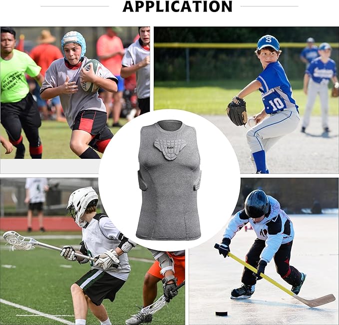 Youth Padded Compression Shirt Vest Rib Chest Protector Football Baseball