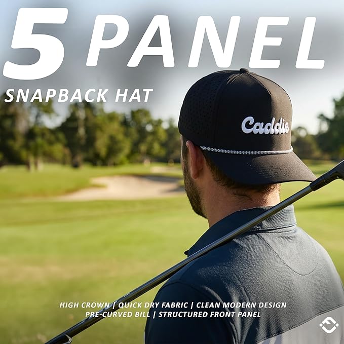 Funky Junque Performance Waterproof Golf Rope Hat – Cool Breathable Workout 5 Panel Snapback Cap for Men