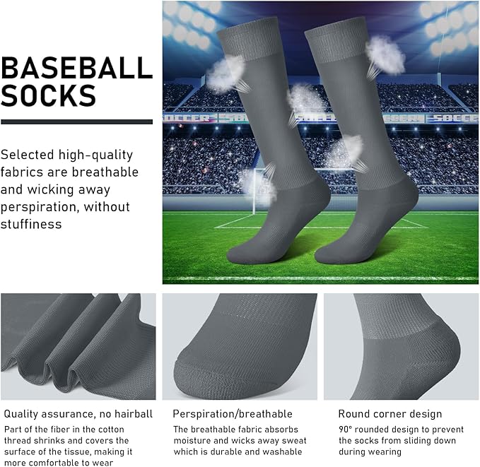Zhanmai Baseball Belt and Socks Combo, Adjustable Elastic Belt and Softball Socks, Multiple Sizes for Youth Boys Girls, Adult