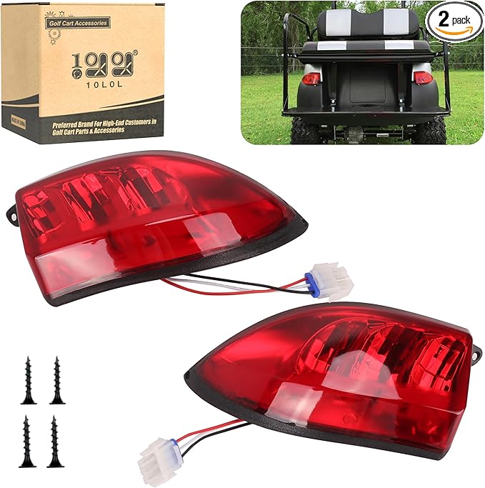 10L0L Golf Cart Tail Lights for Club Car Precedent 2004-Up and Tempo 2018-Up Models - Replacement Taillight Driver and Passenger Rear Lights 12V with 3 Pin Molex Quick Connector Wired