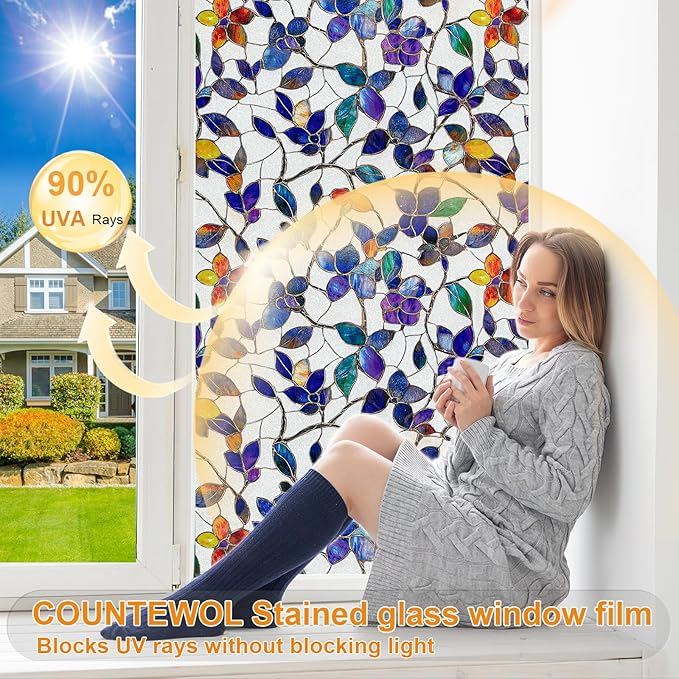 Window Privacy Film Stain Glass Window Film Rainbow Window Film Window clings - Image 3