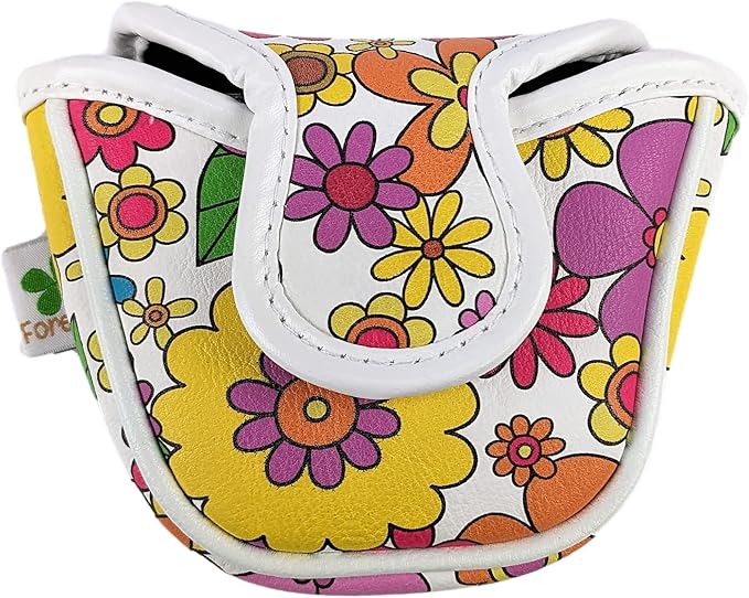 Foretra Driver Headcover Golf Club Covers Blade Mallet Putter Cover Alignment Stick Holder Hybrid Fairway Wood Head Cover Flower Pattern Novelty Golf Accessories for Most Brands