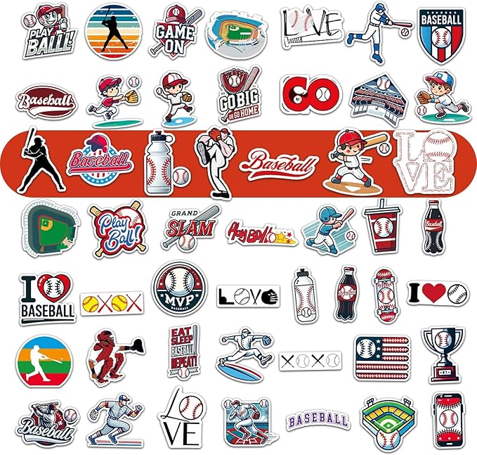 Baseball Water Bottles for Boys 18 oz and 100 PCS Baseball Stickers Sports Insulated Stainless Steel Water Bottle Baseballs Accessories Stuff Gear Gifts For 8-12 12-14 Player