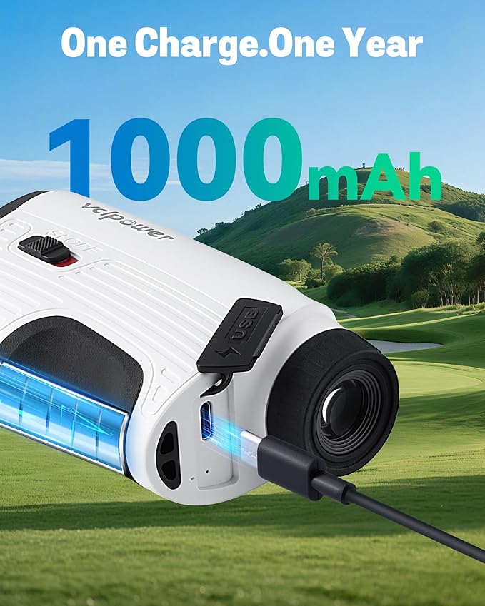 VCLPOWERW Golf Rangefinder with Slope, 1200 Yards Laser Range Finder for Golf & Hunting, 7X Magnification, Flag Lock Vibration, Rechargeable Battery, Magnetic Strip, Waterproof Golf Accessories