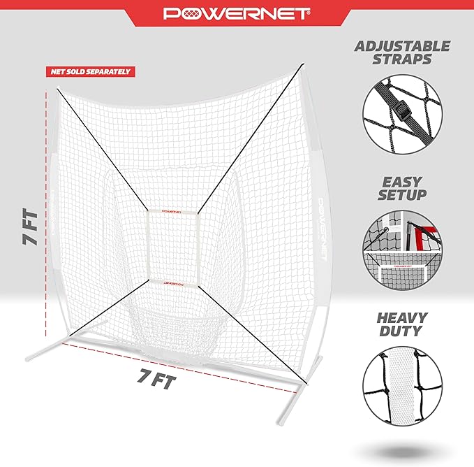 PowerNet Strike Zone Pitching Aid for 7 & 8 FT Nets, Baseball Training Equipment for Pitching Drills and Location Accuracy, Solo or Team Pitcher Training Aid, Net Sold Separately - Attachment Only