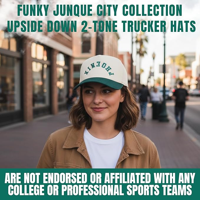 Funky Junque Trucker Hat Women Men 2-Tone Baseball Cap – Vintage Western Style Embroidered Snapback, Premium Cotton Blend