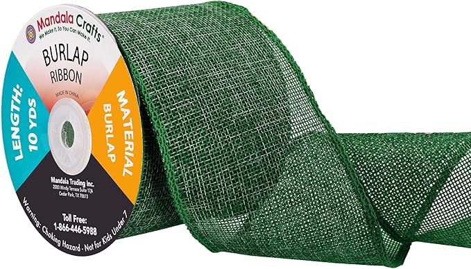 Mandala Crafts Green Burlap Ribbon 3 Inches Wide Jute Ribbons by MandalaCrafts