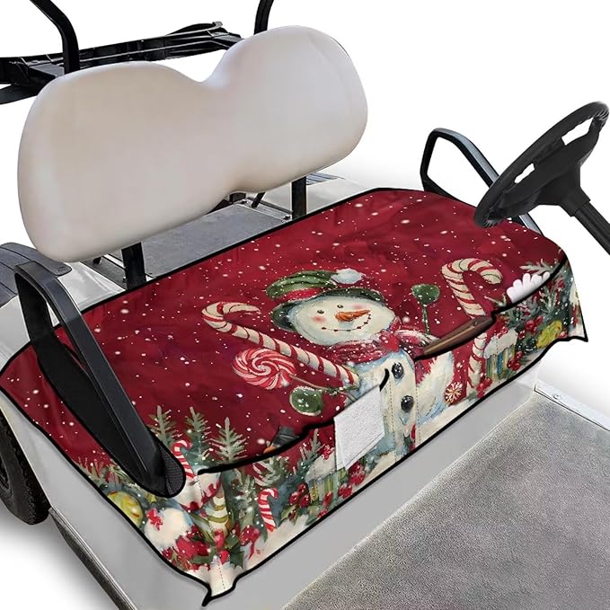 Golf Cart Seat Covers, Universal Golf Cart Seat Towel Blanket with 4 Front Pockets & Nonskid Bottom Fits for Club Car 2 Person Seats Golf Carts