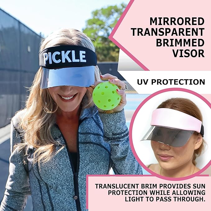 Funky Junque Women's UV 50 Adjustable Sun Visor - Golf Tennis Pickleball - Sports Themes Solid Colors Easter Pastels