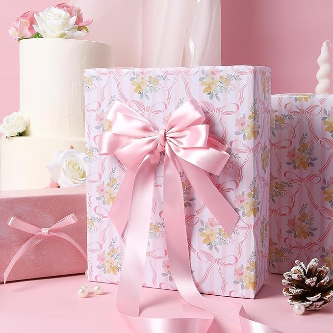 LaRibbons 1 1/2 Inch 50 Yard Double Faced Satin Ribbon, Light Pink Satin Craft - Image 2