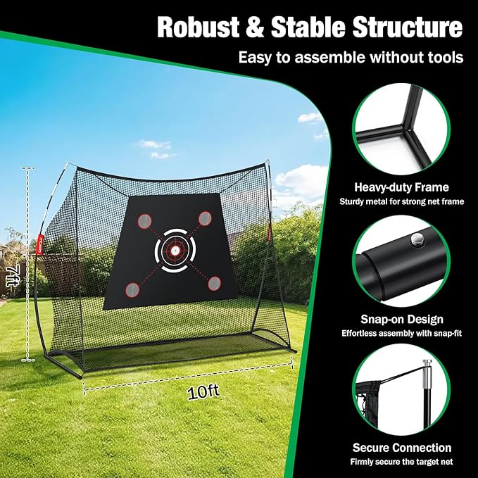 MoKo Golf Net, 10 x 7ft Golf Practice Net with Targets, Portable Hitting Nets for Backyard Garage Indoor, Improve Swing Putting Pitching, Gift for Men & Golfer