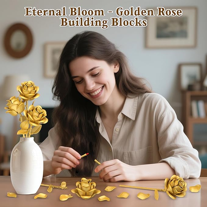 Gold Roses Flower Building Set - Image 2