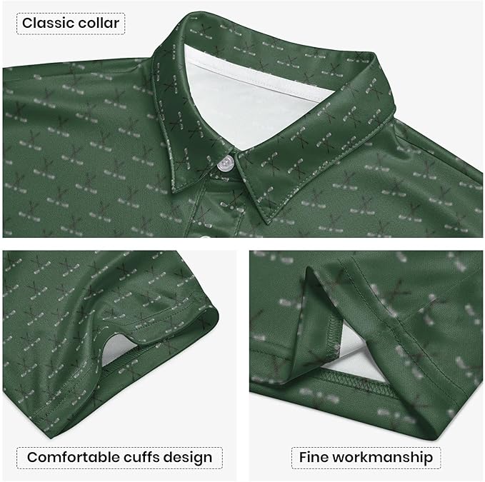 Golf Polo Shirts for Men Funny Print Short Sleeve Golf Shirts Performance Golf Polos