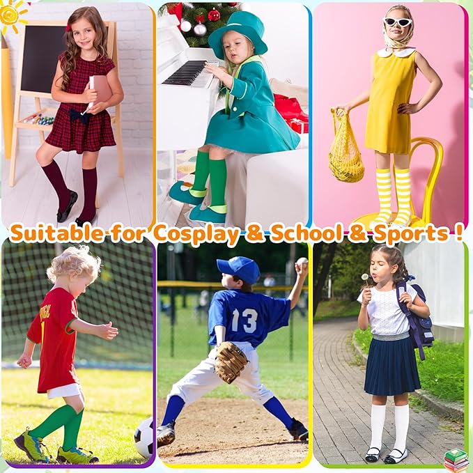 Olreco 1 Pack Toddler Kids Youth Soccer Socks Girls Boys Baseball Socks Youth Knee High Softball Football Accessories Cotton