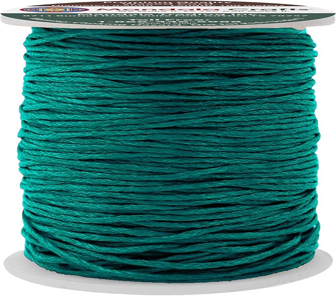 Mandala Crafts 0.5mm 109 Yards Teal Cotton Waxed Cord by MandalaCrafts