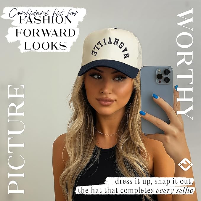 Funky Junque Trucker Hat Women Men 2-Tone Baseball Cap – Vintage Western Style Embroidered Snapback, Premium Cotton Blend