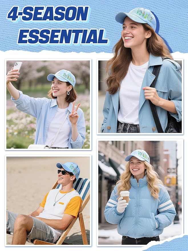 Biggun Trendy Embroidered Baseball Cap for Girls Women Men - Adjustable Soft Breathable Hats for Casual Wear
