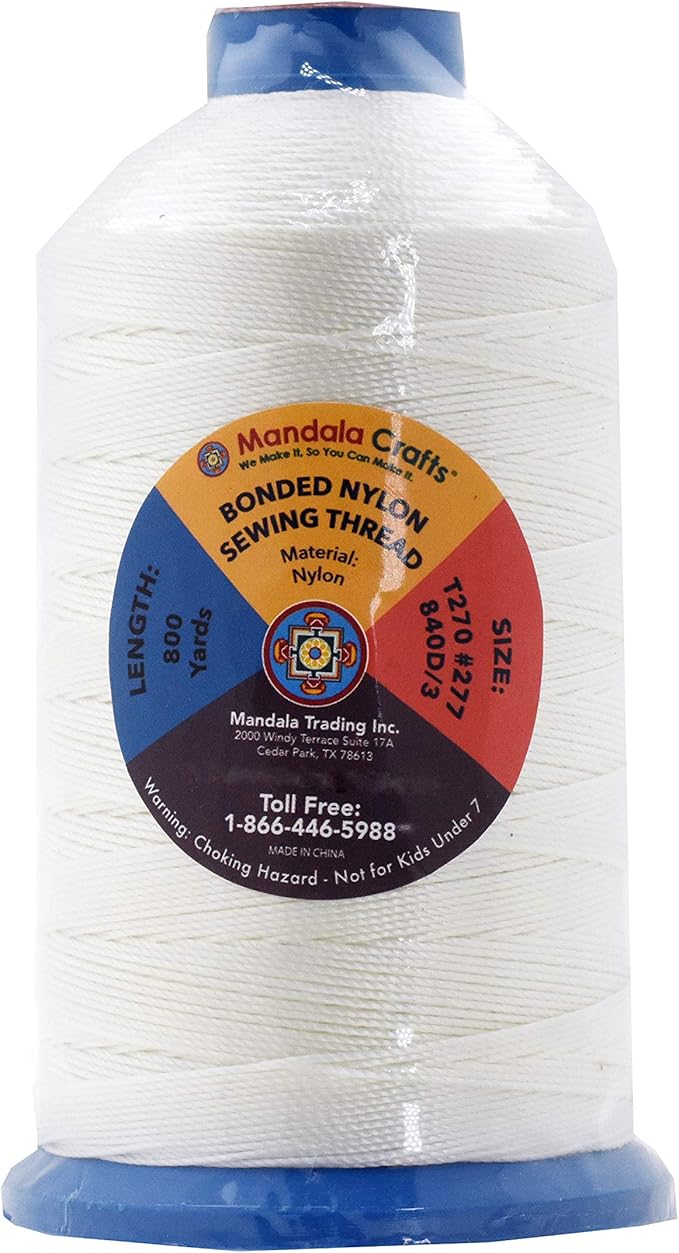 Mandala Crafts Heavy Duty Bonded Nylon Thread White - Image 2