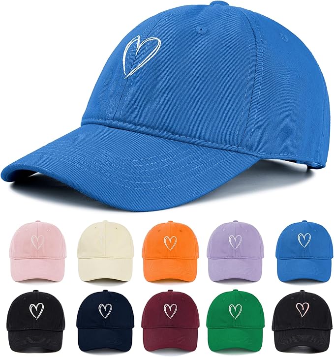 Zando 2026 Trendy Heart Baseball Caps for Women Men Girls Dad Adjustable Cute Cotton Trucker Hat for Casual Travel Sports