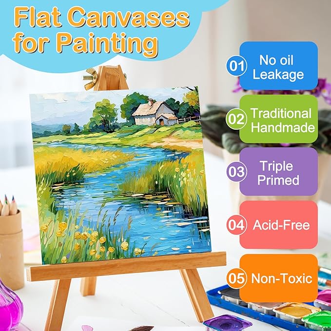 ESRICH Canvas Boards for Painting, 100 Pack Canvases for Painting 4x4 100% - Image 3