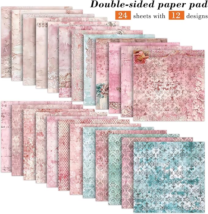 6 Inch Retro Pink Scrapbooking Paper Pad - Image 2