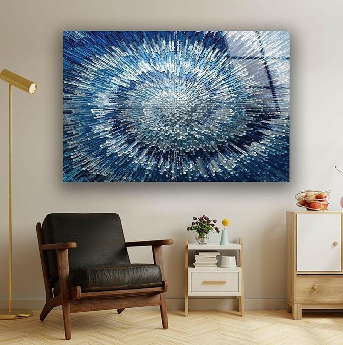 My Photostation.com 48Wx32H'' Abstract Blue Textured Glass Wall ArtTempered - Image 4
