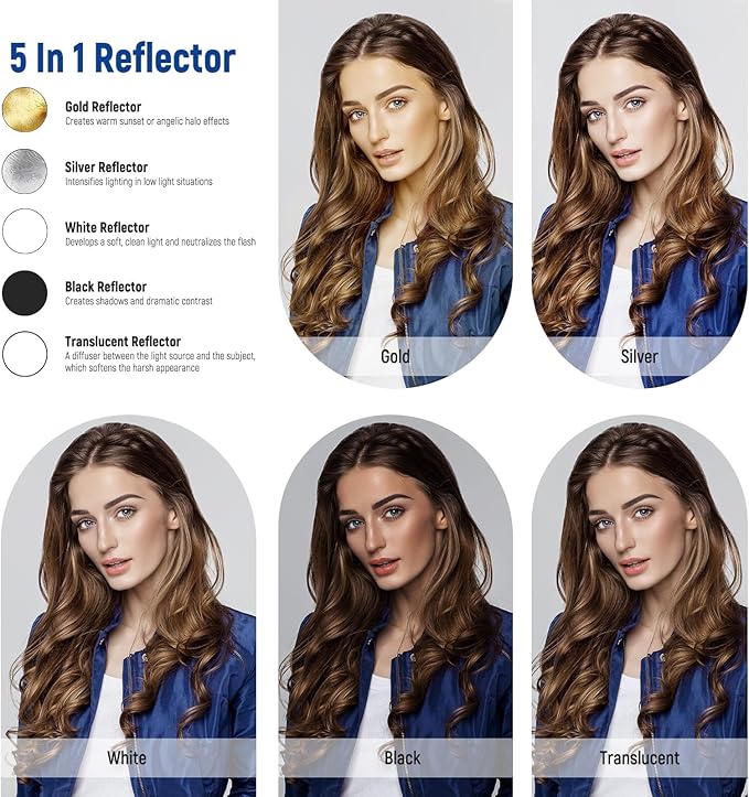 NEEWER 51 Inch/130 Centimeter Light Reflector Diffuser 5 in 1 Collapsible Multi - Image 2