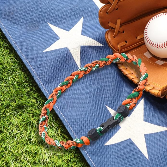 18inch Baseball Necklace,Fashion Tri-Braided Rope Tornado Necklace for Sports Fan