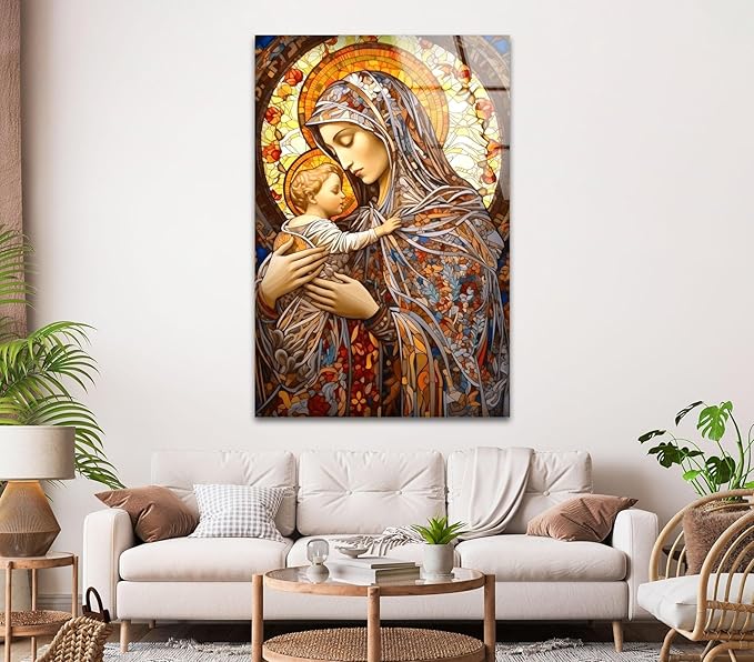 My Photostation.com 24Wx30H'' Jesus and Virgin Mary Glass Wall Art Tempered - Image 4