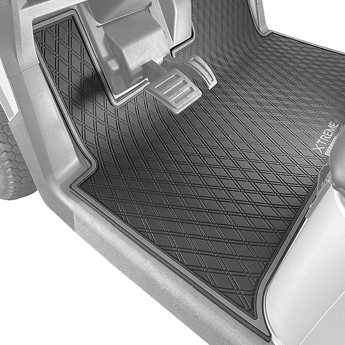 Xtreme MATS Floor Mat Liner for Golf Carts - Fits E-Z-GO RXV (2024+) / Valor (2024+) and Elite - Custom Fit Durable Rubber Golf Car Floor Mat - Grey Trim