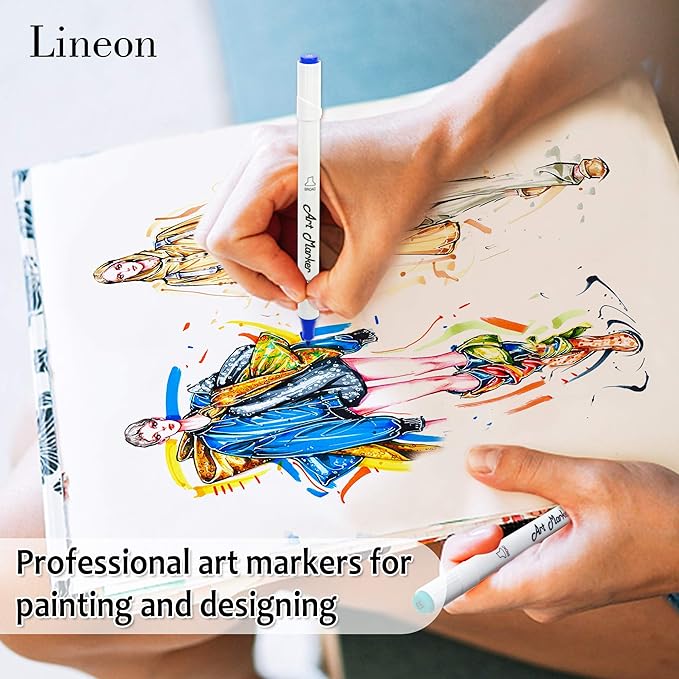 Dual Tip Alcohol Based Art Markers, Lineon 30 Colors Alcohol Marker Pens Perfect - Image 4