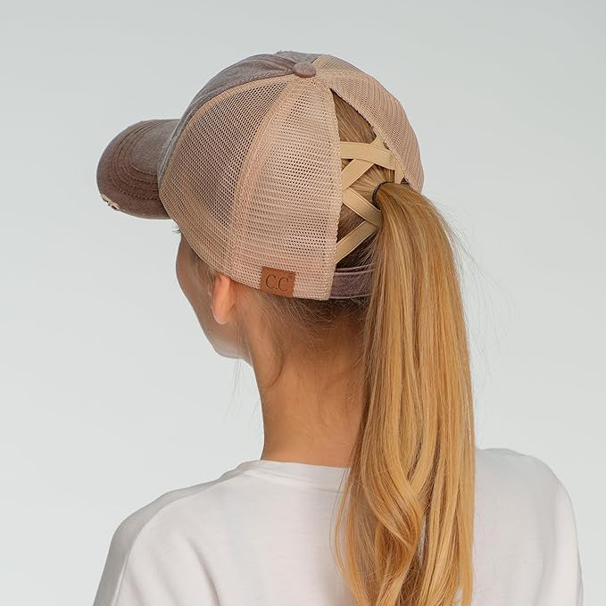 C.C Ponycap Messy High Bun Ponytail Adjustable Glitter Mesh Trucker Baseball Cap