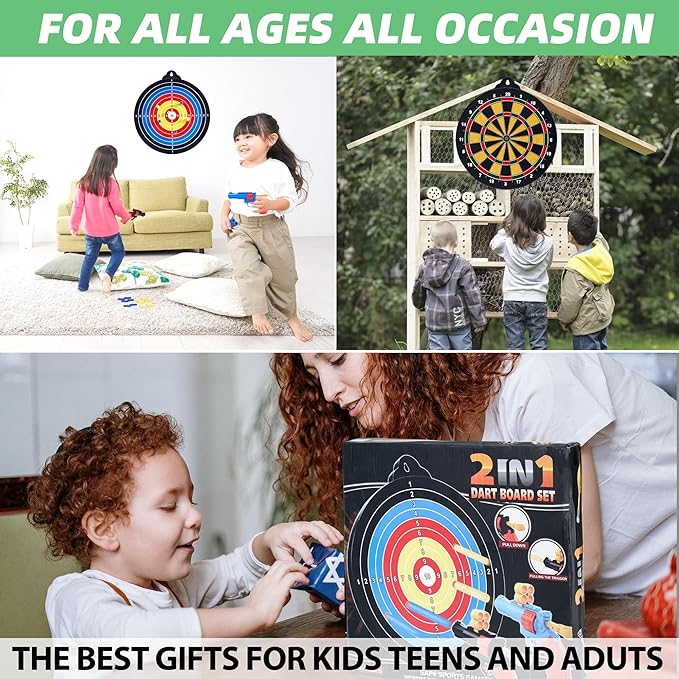 Magnetic Dart Board for Kids-12Magnetic Dart/Sticky Balls Or 2 Toy Gun+40 Foam - Image 6