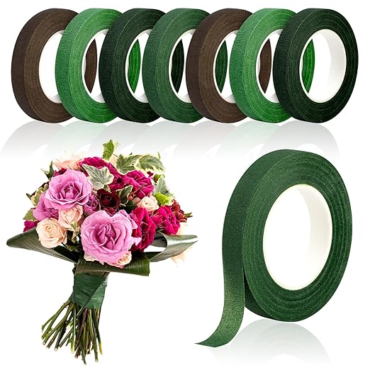 8 Rolls Floral Tape, 1/2" Wide Flower Tape, Mix Green Floral Tape by COIDEA