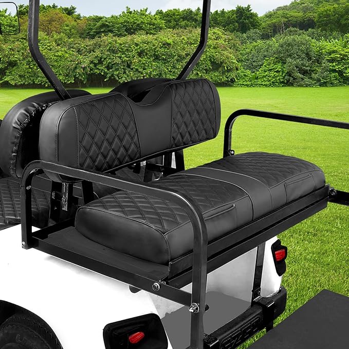 Rear Golf Cart Seat Covers for EZGO, Club Car, Yamaha, Rear/Back Golf Cart Seat Cover with Thick Vinyl Leather Comfortable Support Design, Breathable,2 Convenient Pockets