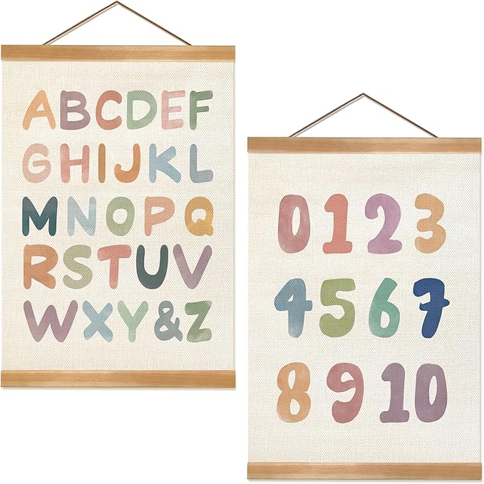 ZTGDA Alphabet Numbers Poster Set of 2, Alphabet Numbers Wall Art Poster by Unknown