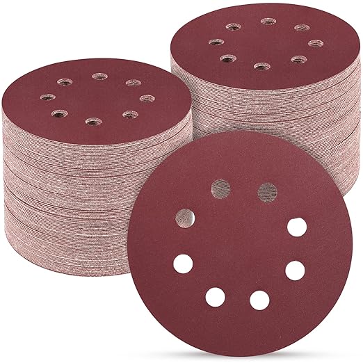100 PCS 5 Inch Sanding Discs 600 Grit, Round Hook and Loop Sandpaper by POTUINOM