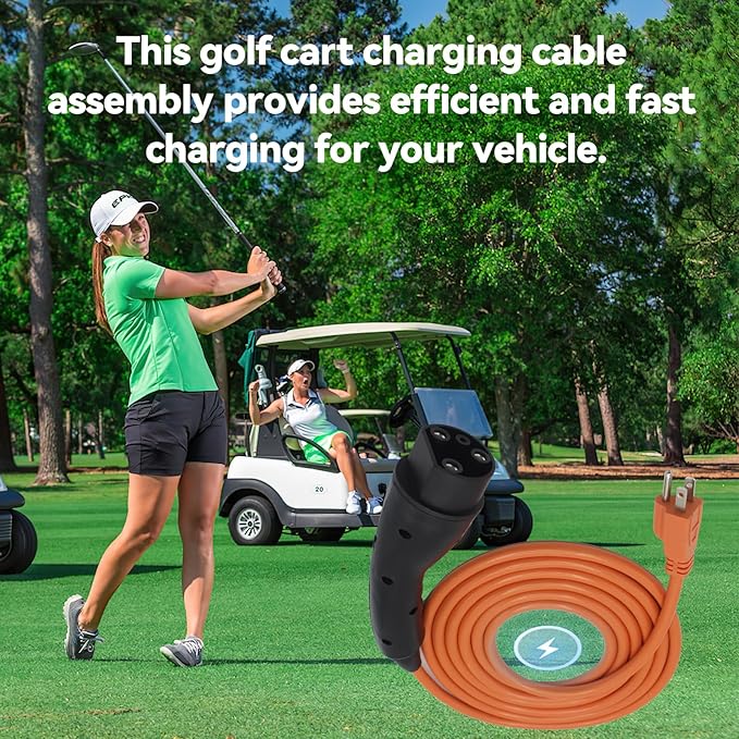 Golf Cart Charger Power Cord, Fits for Evolution ICON EV Golf Carts, 120V 3 Pin Charge Cable Assembly Replace 2.04.0620